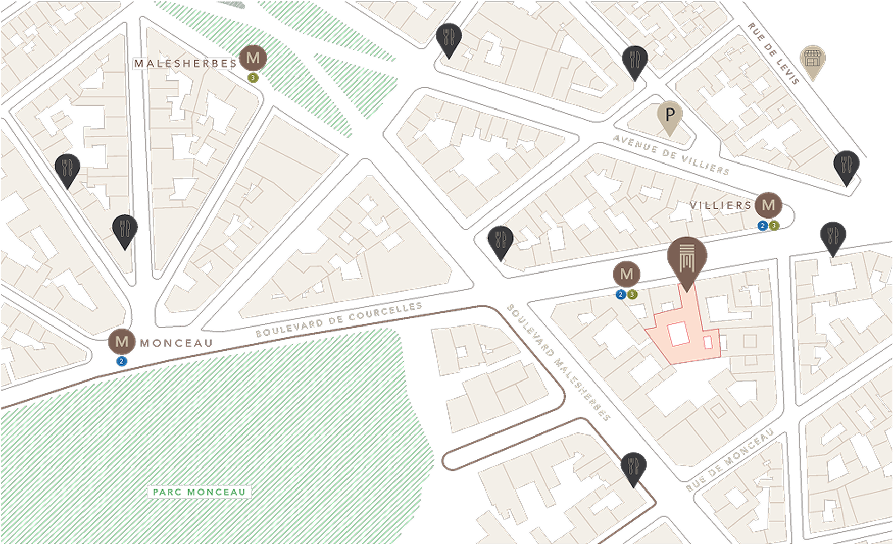 Map 23 Boulevard de Courcelles Paris 08